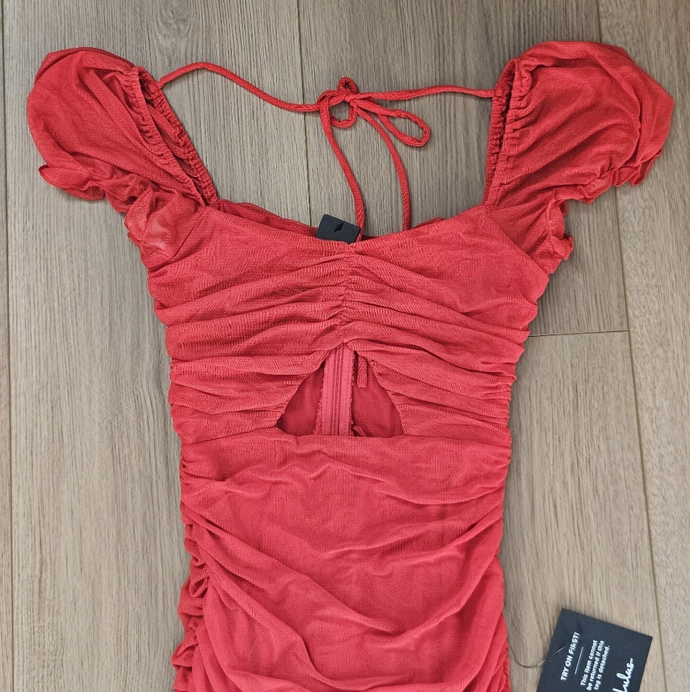 Lulus Red Ruched Dress - Picture 2 of 3